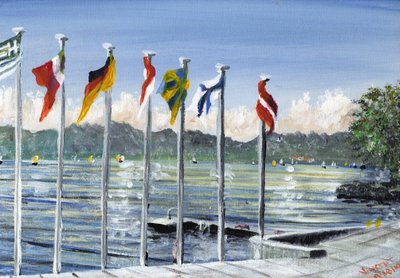 Flaggen auf dem Lac Léman, 2010 von Vincent Alexander Booth